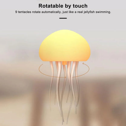 Modern Jellyfish Table Lamp USB Rechargeable Adjustable Color Changing LED Night Light with Polished Plastic Base 