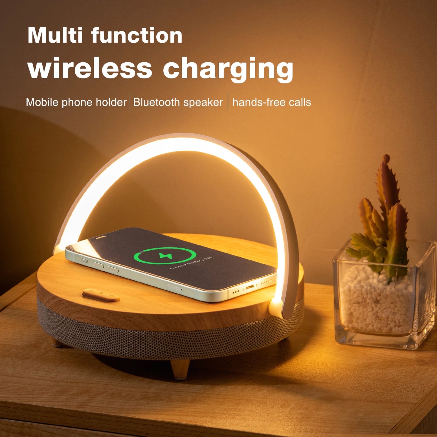 S21 Pro Bluetooth Lautsprecher Holz Drahtlose Ladegeräte LED Lampe 15W High Power Schnelle