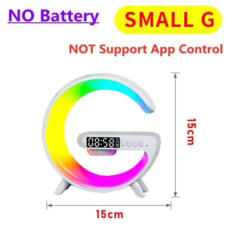 Çok İşlevli Kablosuz Şarj Standı Pad RGB Işıklı Alarm Saati Hoparlör iPhone Samsung Xiaomi Mini Hızlı Şarj İstasyonu