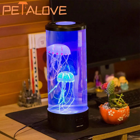 Quallen-Lavalampe, Aquarium-Ozean-Nachtlichter, 7 Farben LED-Quallen-Stimmungslichter mit für Zuhause, Schlafzimmer, Schreibtisch-Dekoration, Geschenk