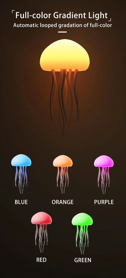 Modern Jellyfish Table Lamp USB Rechargeable Adjustable Color Changing LED Night Light with Polished Plastic Base 