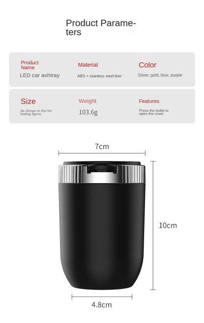 1 STÜCKE Tragbarer LED-Rauch-Auto-Aschenbecher Zigarettenasche Hält Tasse Automatische Lichtanzeige Aschenbecher Auto-Getränkehalter