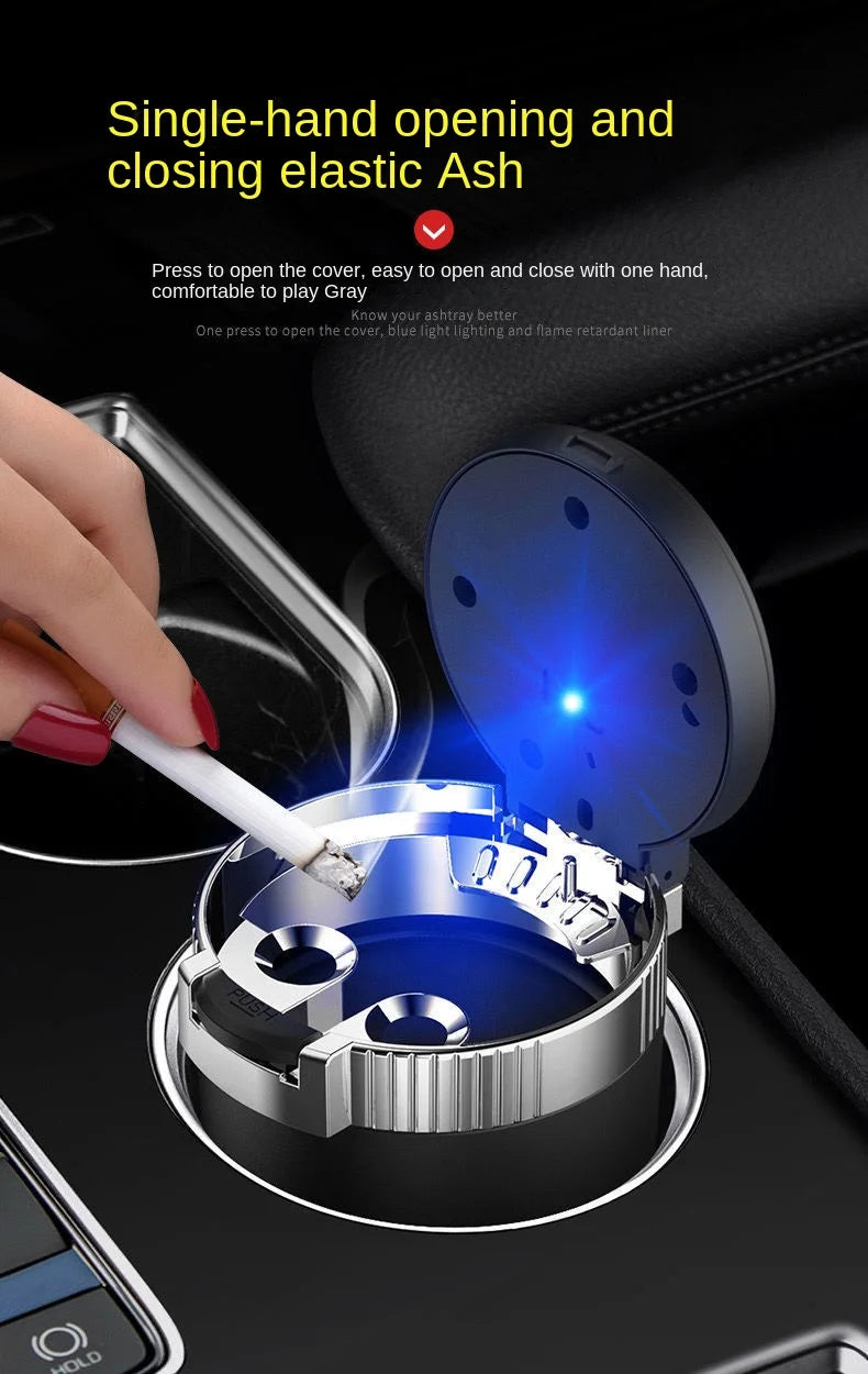 1PCS Portable LED Smoke Car Ashtray Cigarette Ash Holds Cup Automatic Light Indicator Ashtray Car Cup Holder 