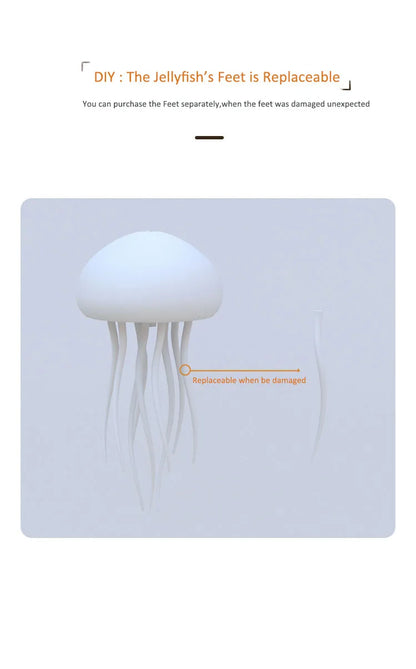 Modern Jellyfish Table Lamp USB Rechargeable Adjustable Color Changing LED Night Light with Polished Plastic Base 