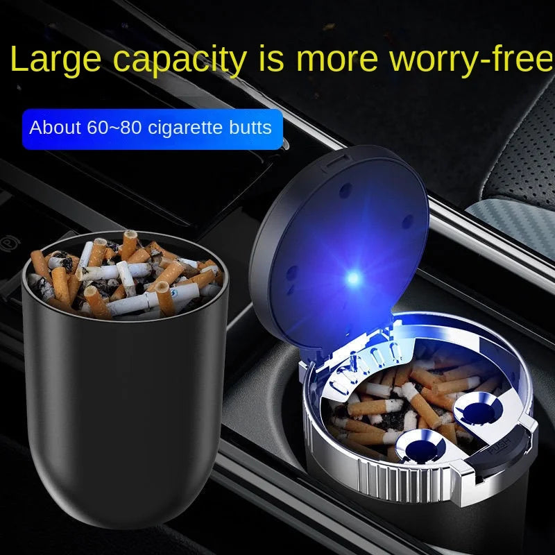 1PCS Portable LED Smoke Car Ashtray Cigarette Ash Holds Cup Automatic Light Indicator Ashtray Car Cup Holder 