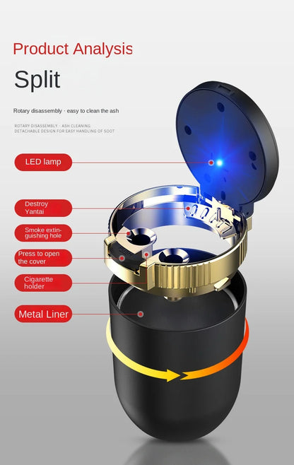1 STÜCKE Tragbarer LED-Rauch-Auto-Aschenbecher Zigarettenasche Hält Tasse Automatische Lichtanzeige Aschenbecher Auto-Getränkehalter